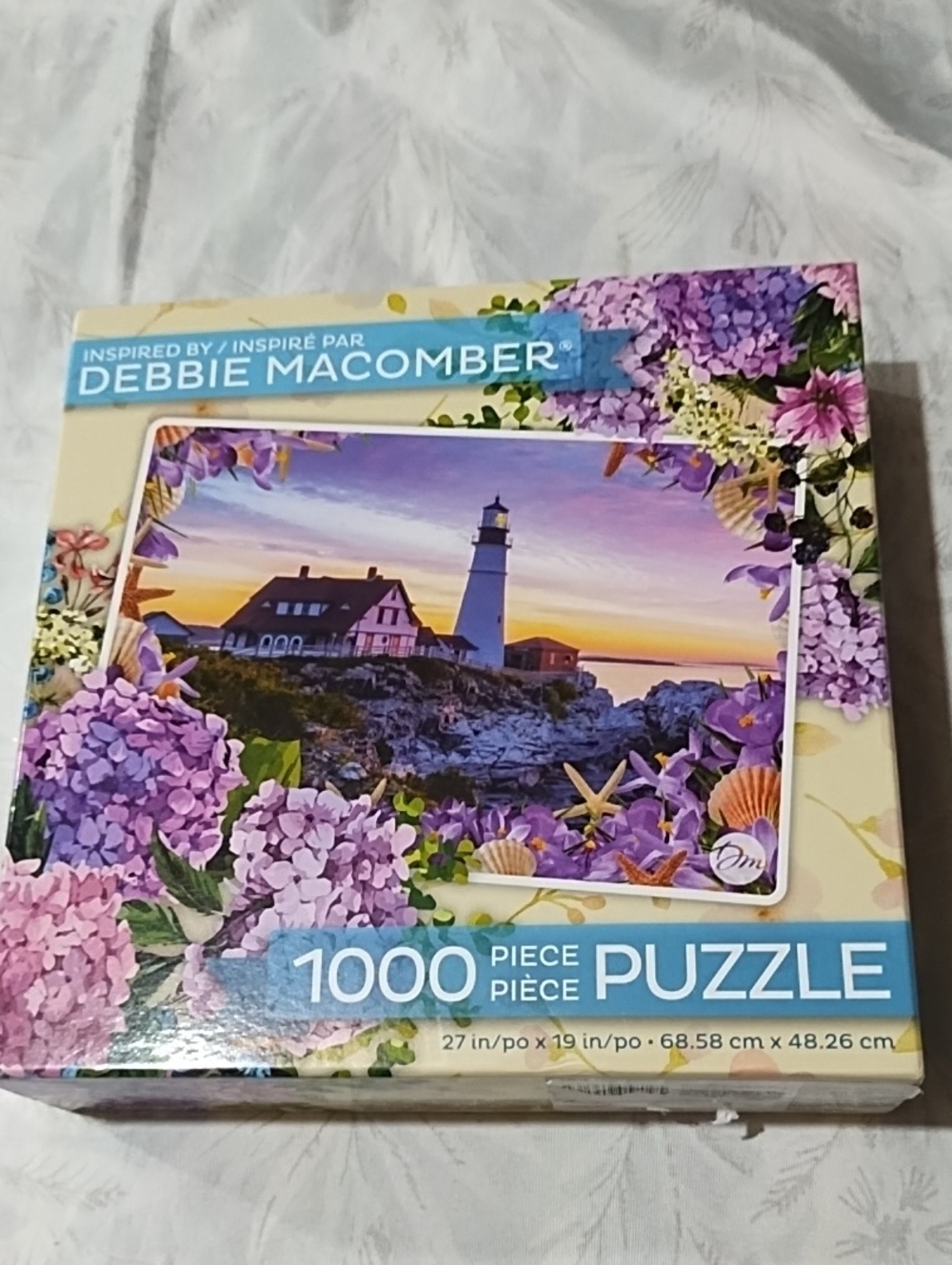 Debbie Macomber Purple Lighthouse 1000-Piece Puzzle Like New.